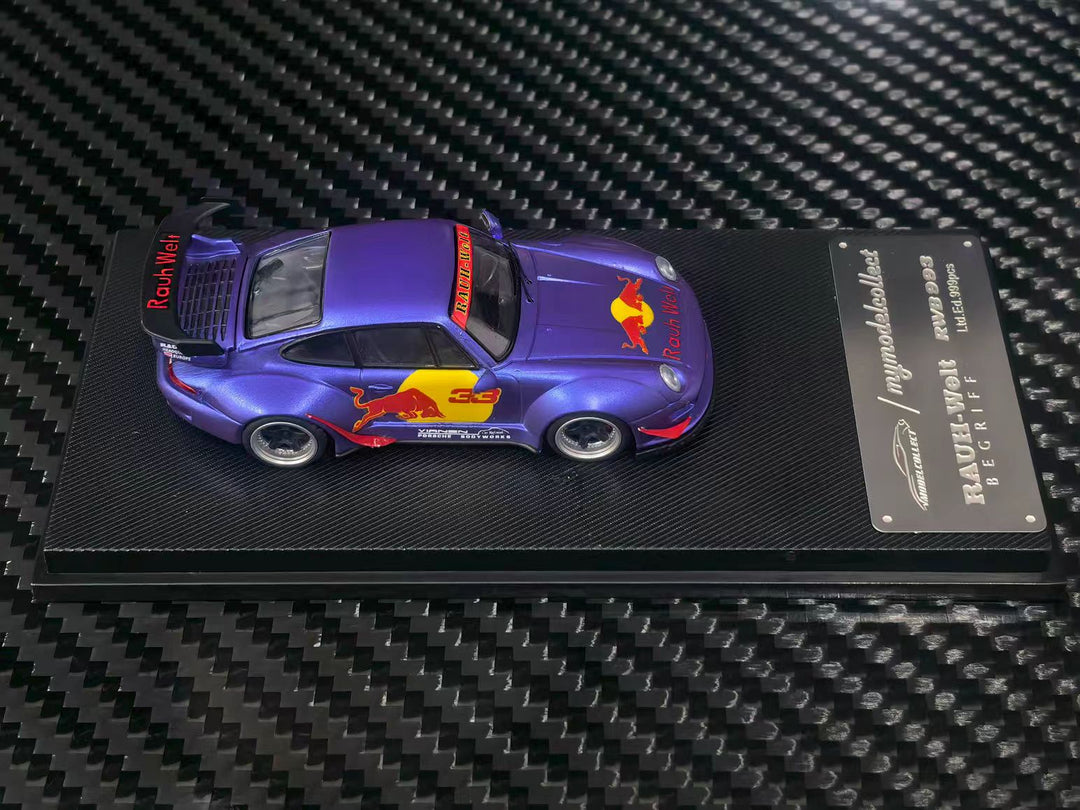 [Preorder] Model Collect 1:64 Porsche RWB993 High Wing Matte Purple Red Bull Livery MC640023T