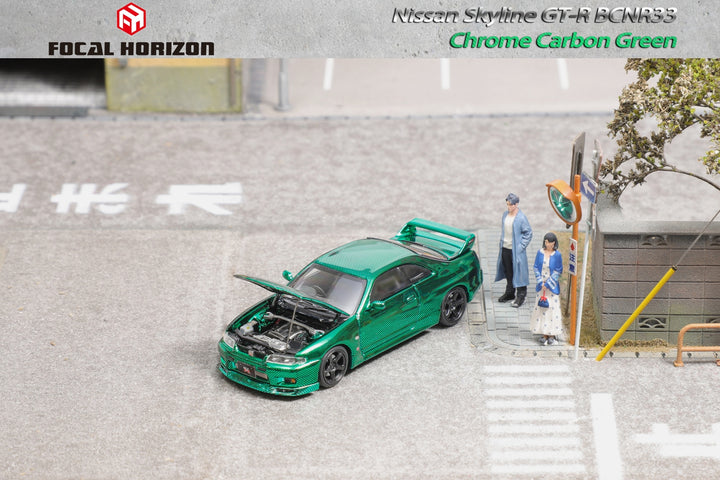 [Preorder] Focal Horizon 1:64 Nissan Skyline GTR R33 (BCNR33) Chrome Carbon Green