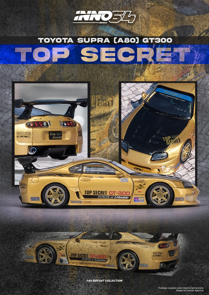 [Preorder] Inno64 1:64 Toyota Supra (A80) Top Secret GT300 IN64-A80TS-GOLD