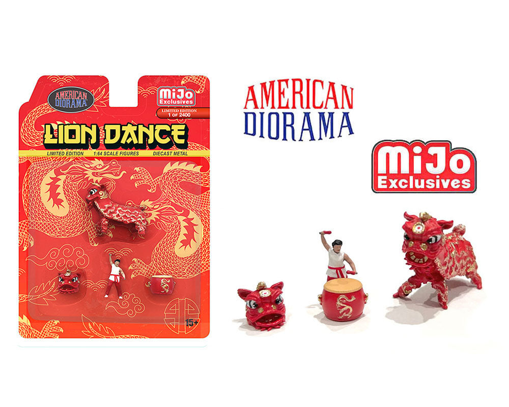 American Diorama 1:64 Figures Lion Dance Set – Red
