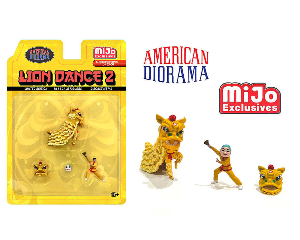 American Diorama 1:64 Figures Lion Dance Set 2 – Yellow
