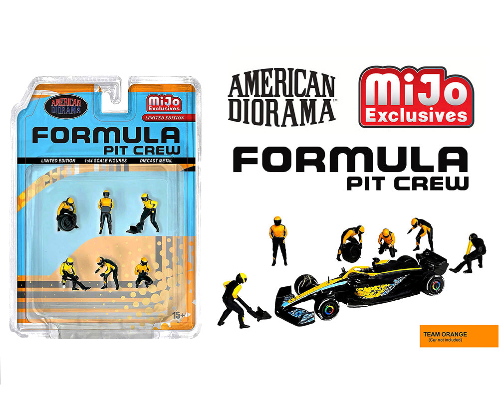 American Diorama 1:64 Formula Pit Crew Figures - Team Orange AD-2441MJ
