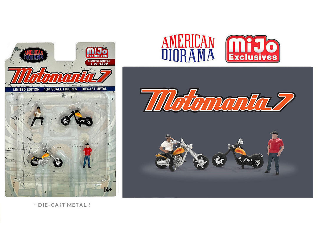 American Diorama 1:64 Mijo Figure Set - Motomania 7 Chopper Bike AD-76520MJ
