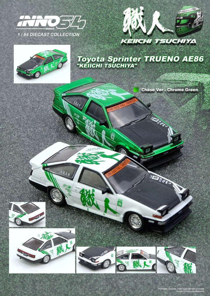 [Preorder] Inno64 1:64 TOYOTA SPRINTER TRUENO AE86 "KEIICHI TSUCHIYA"  (Random Chase car) Limited Edition IN64-AE86-KT