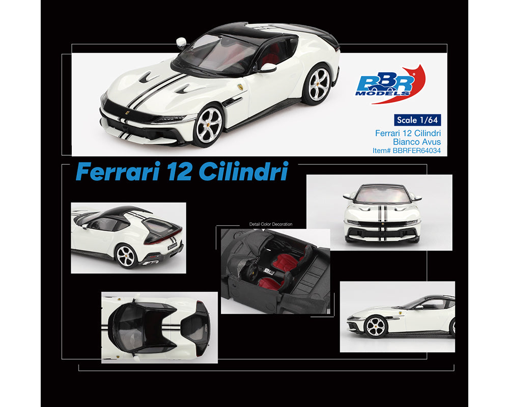 BBR Models 1:64 Ferrari 12 Cilindri – Bianco Avus White BBRFER64034