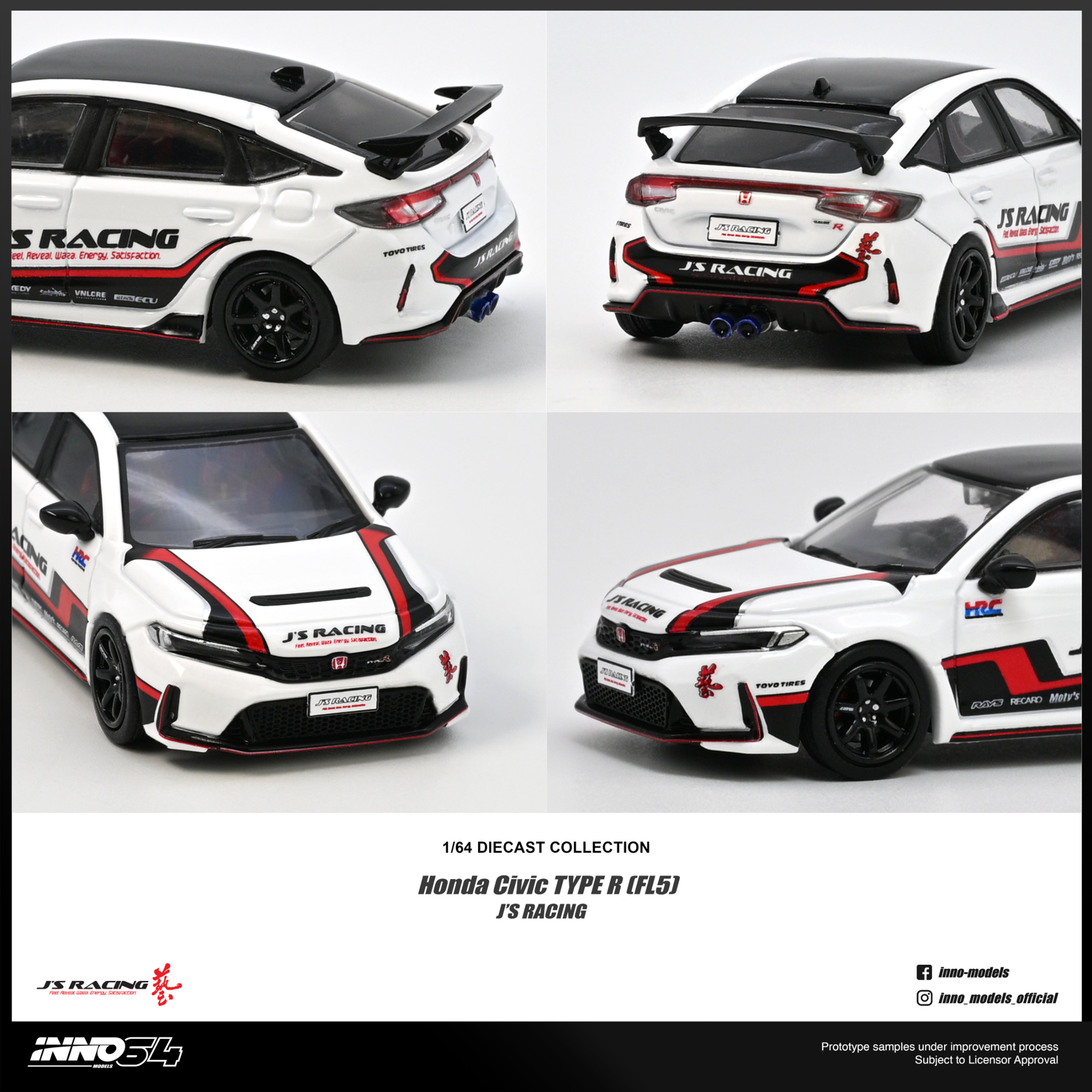 Preorder] Inno64 1:64 Honda Civic (FL5) J'S RACING IN64-FL5JS-WHI