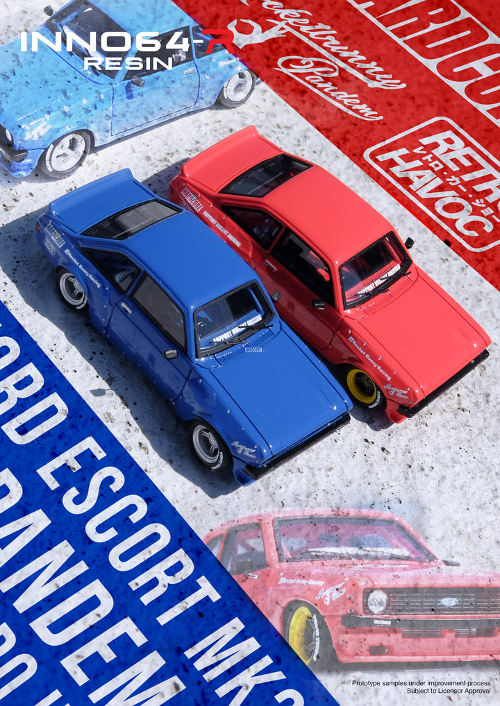 [Preorder] Inno64 1:64 FORD ESCORT MK2 PANDEM "EMOTION" RETRO HAVOC Red IN64R-MK2P-RED