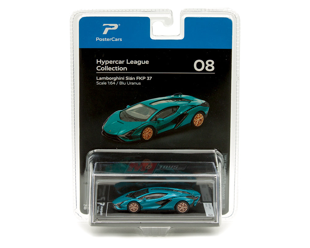 PosterCars 1:64 Lamborghini Sian FKP 37 – Blu Uranus – Horizon Diecast