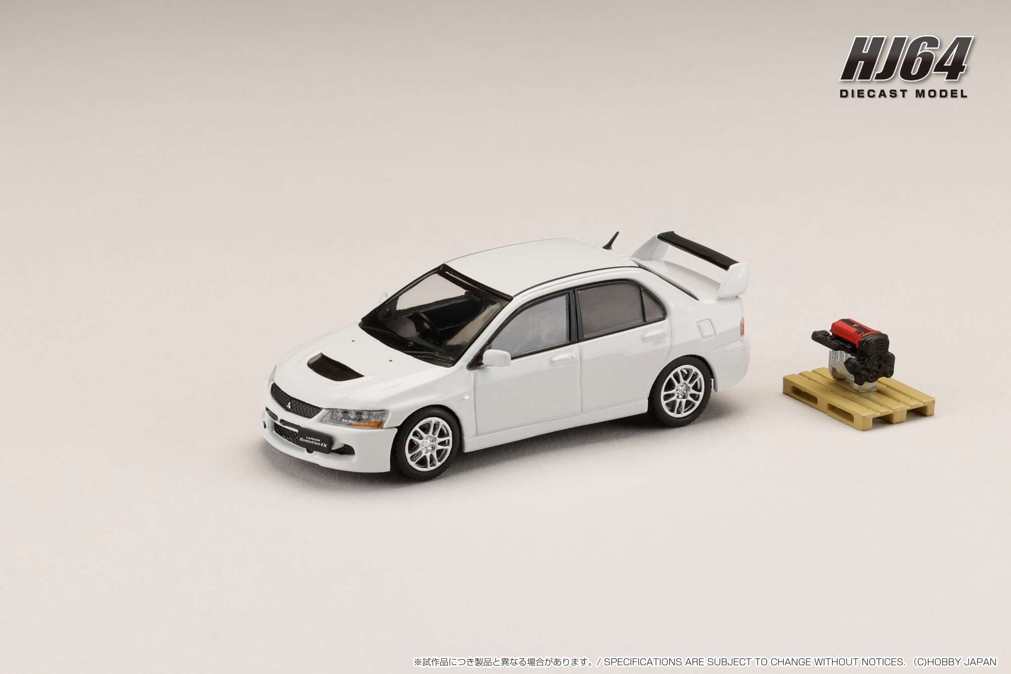 ホビーラジコン LANCER EVOLUTION Hobby Japan 1:64 MITSUBISHI LANCER EVOLUTION 9 GSR with Engine
