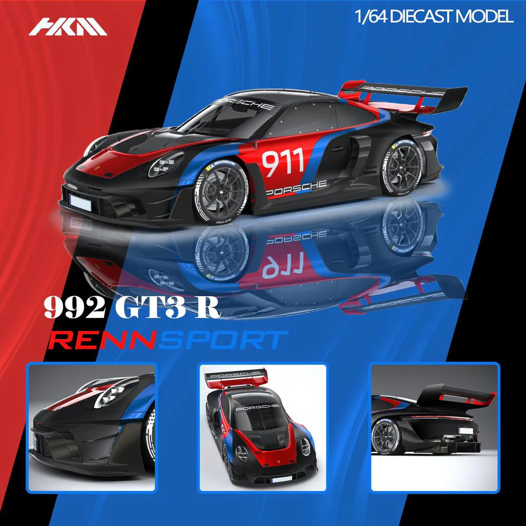 HKM Premium 1:64 Porsche 911 (992) GT3 R Rennsport (3 Colours)