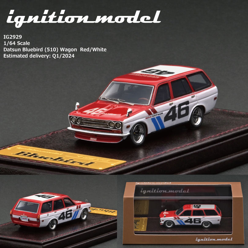 Datsun Bluebird (510) Wagon Red/White (1/64 Scale)-