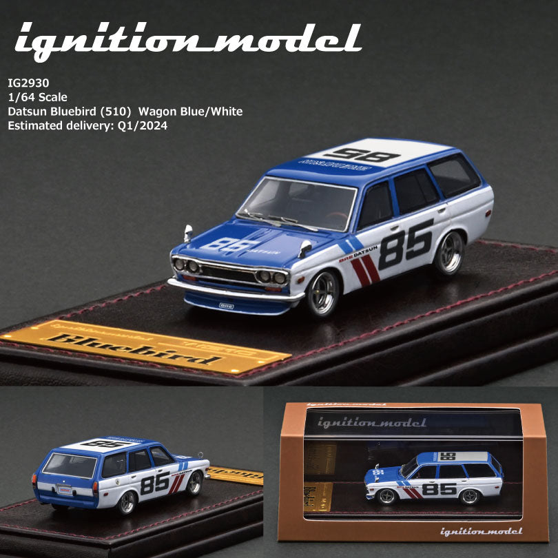 Ignition Model 1:64 Datsun Bluebird (510) Wagon Blue/White IG2930