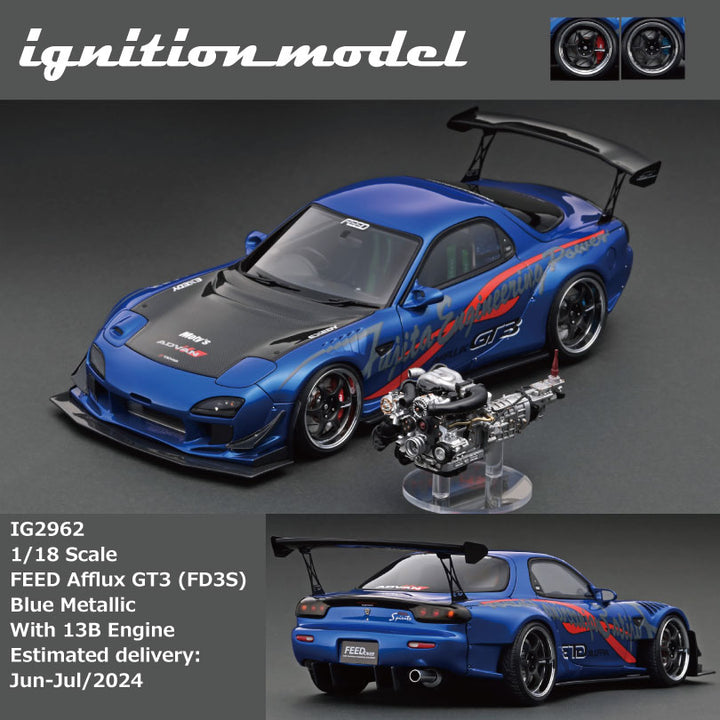 [Preorder] Ignition Model 1:18 FEED Afflux GT3 (FD3S) Blue Metallic With 13B Engine IG2962