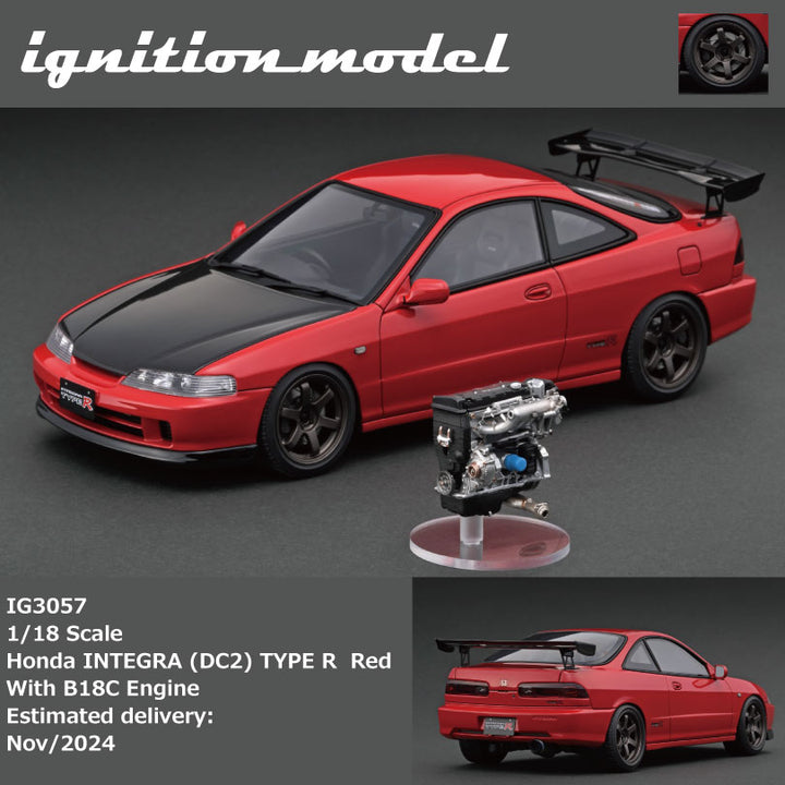 Ignition Model 1:18 Honda INTEGRA (DC2) TYPE R Red With B18C Engine IG3057