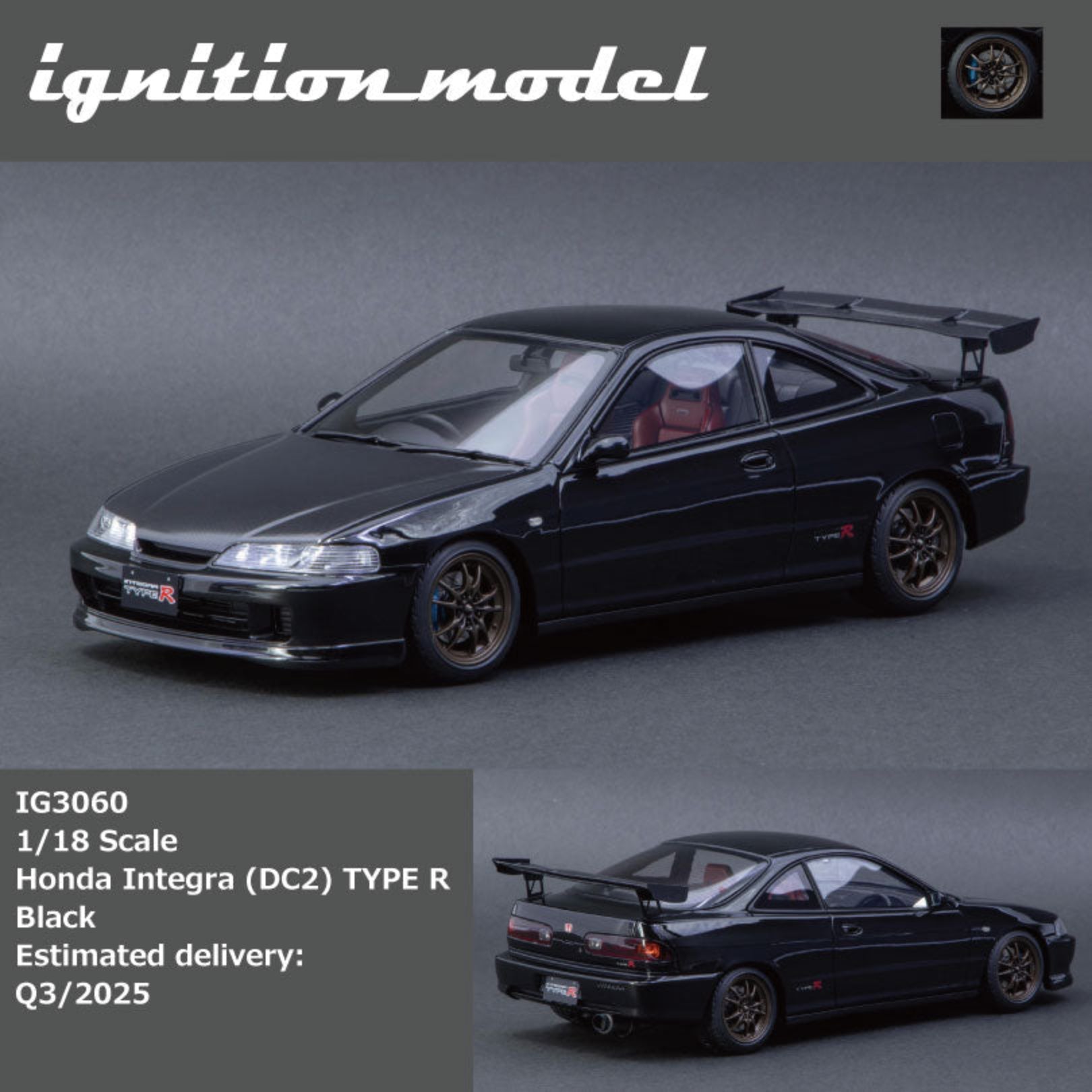 Ignition Model 1:18 Honda Integra (DC2) TYPE R Black IG3060 – Horizon ...