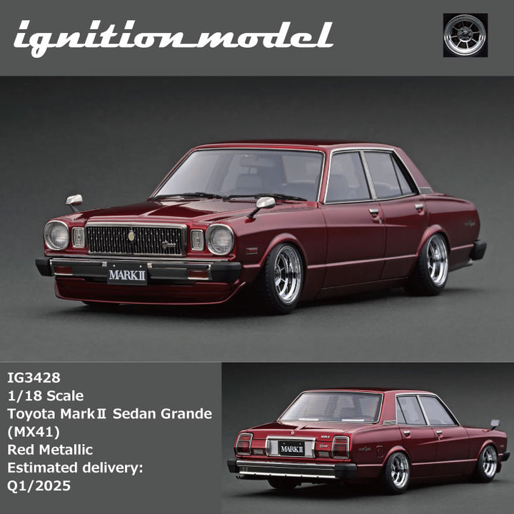 [Preorder] Ignition Model 1:18 Toyota MarkⅡ Sedan Grande (MX41) Red Metallic IG3428