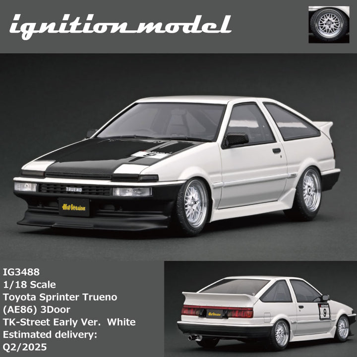 [Preorder] Ignition Model 1:18 Toyota Sprinter Trueno (AE86) 3Door TK-Street Early Ver. White (SSR Dori Dori mesh wheels) IG3488