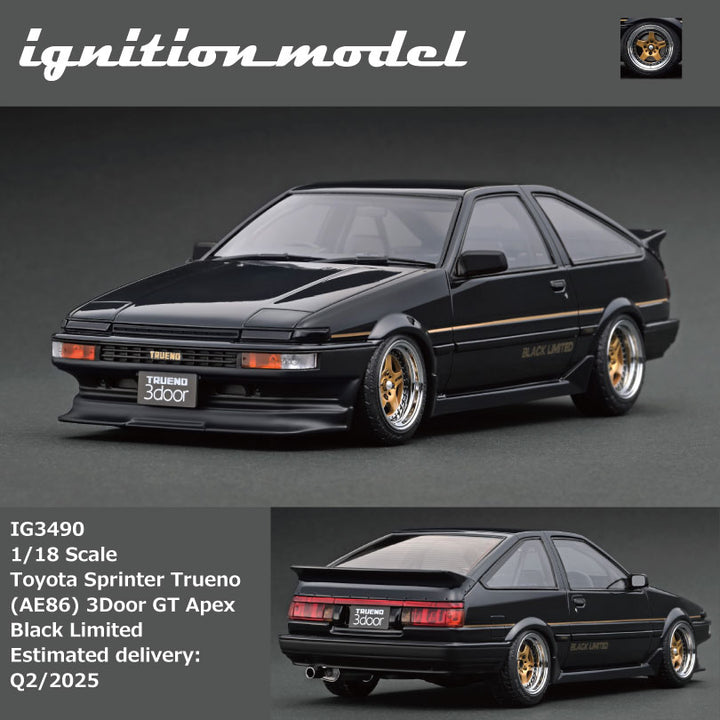 [Preorder] Ignition Model 1:18 Toyota Sprinter Trueno (AE86) 3Door GT Apex Black Limited IG3490