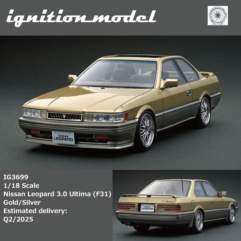 LEOPARD ゴールドミニカー ignition.model Ignition Model 1:18 Nissan Leopard 3.0 Ultima (F31) Gold/Silver