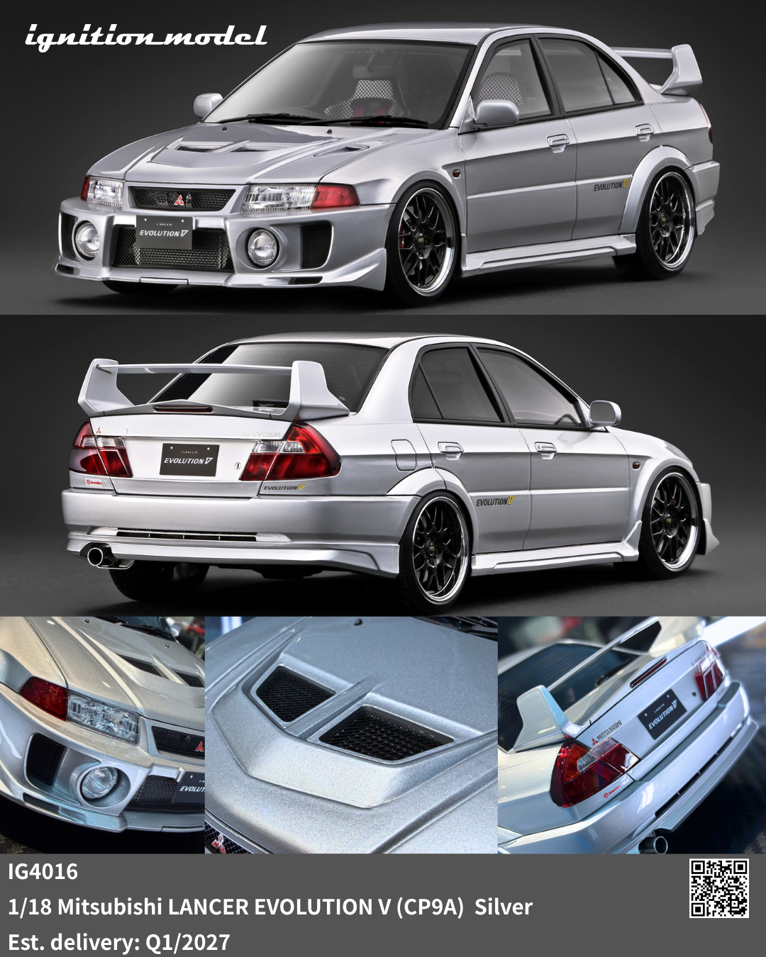 [Preorder] Ignition Model 1:18 Mitsubishi LANCER EVOLUTION V (CP9A) Silver IG4016
