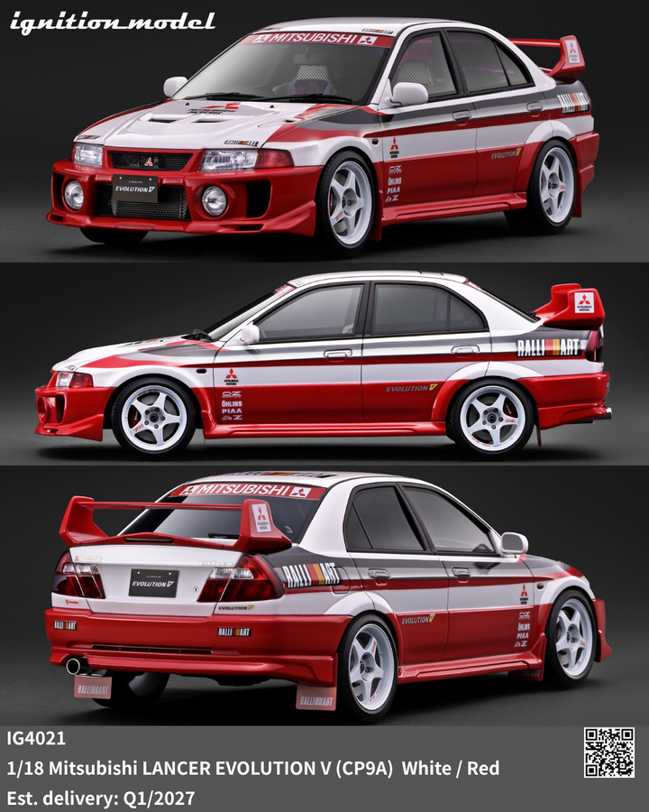 [Preorder] Ignition Model 1:18 Mitsubishi LANCER EVOLUTION V (CP9A) White/Red IG4021