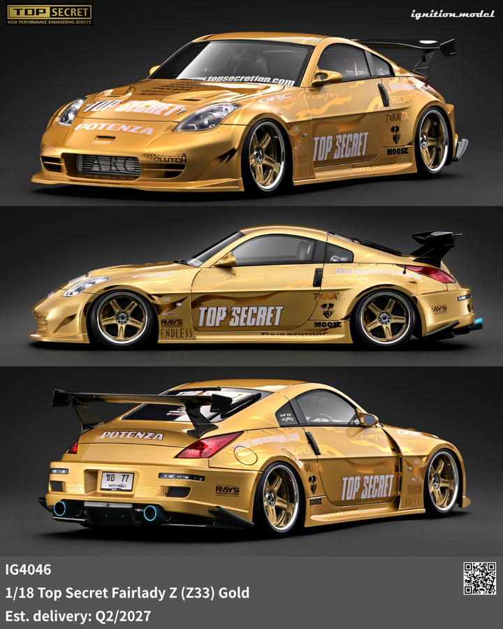 [Preorder] Ignition Model 1:18 Top Secret Fairlady Z (Z33) Gold IG4046