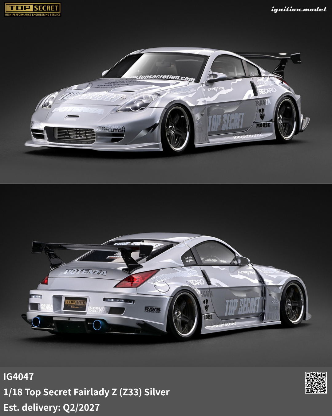 [Preorder] Ignition Model 1:18 Top Secret Fairlady Z (Z33) Silver IG4047