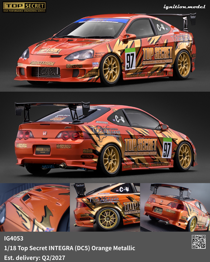 [Preorder] Ignition Model 1:18 Top Secret INTEGRA (DC5) Orange Metallic IG4053