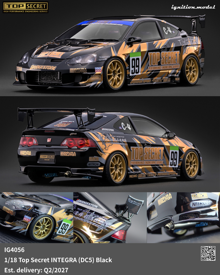 [Preorder] Ignition Model 1:18 Top Secret INTEGRA (DC5) Black IG4056