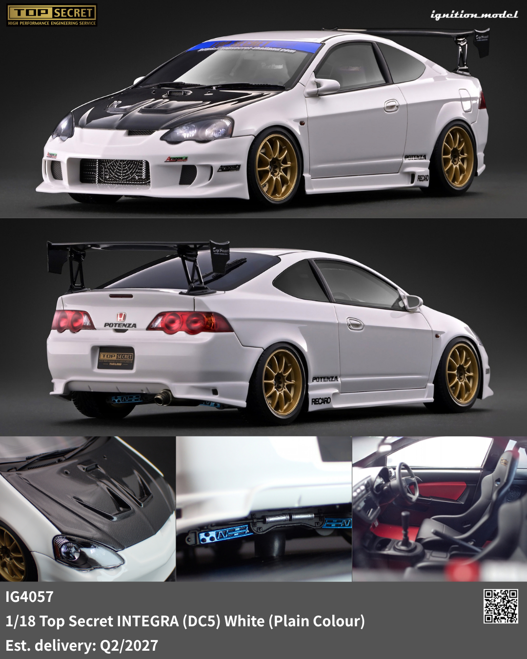 [Preorder] Ignition Model 1:18 Top Secret INTEGRA (DC5) White - Plain Color IG4057