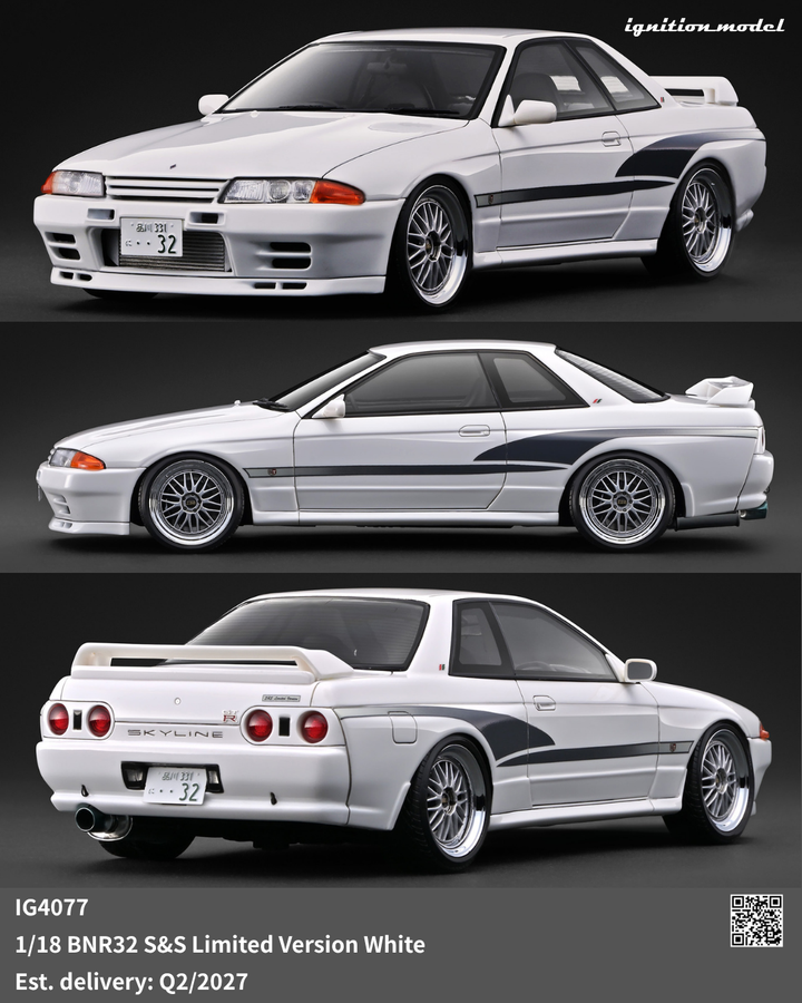 [Preorder] Ignition Model 1:18 Nissan Skyline BNR32 S&amp;S Limited Version White IG4077