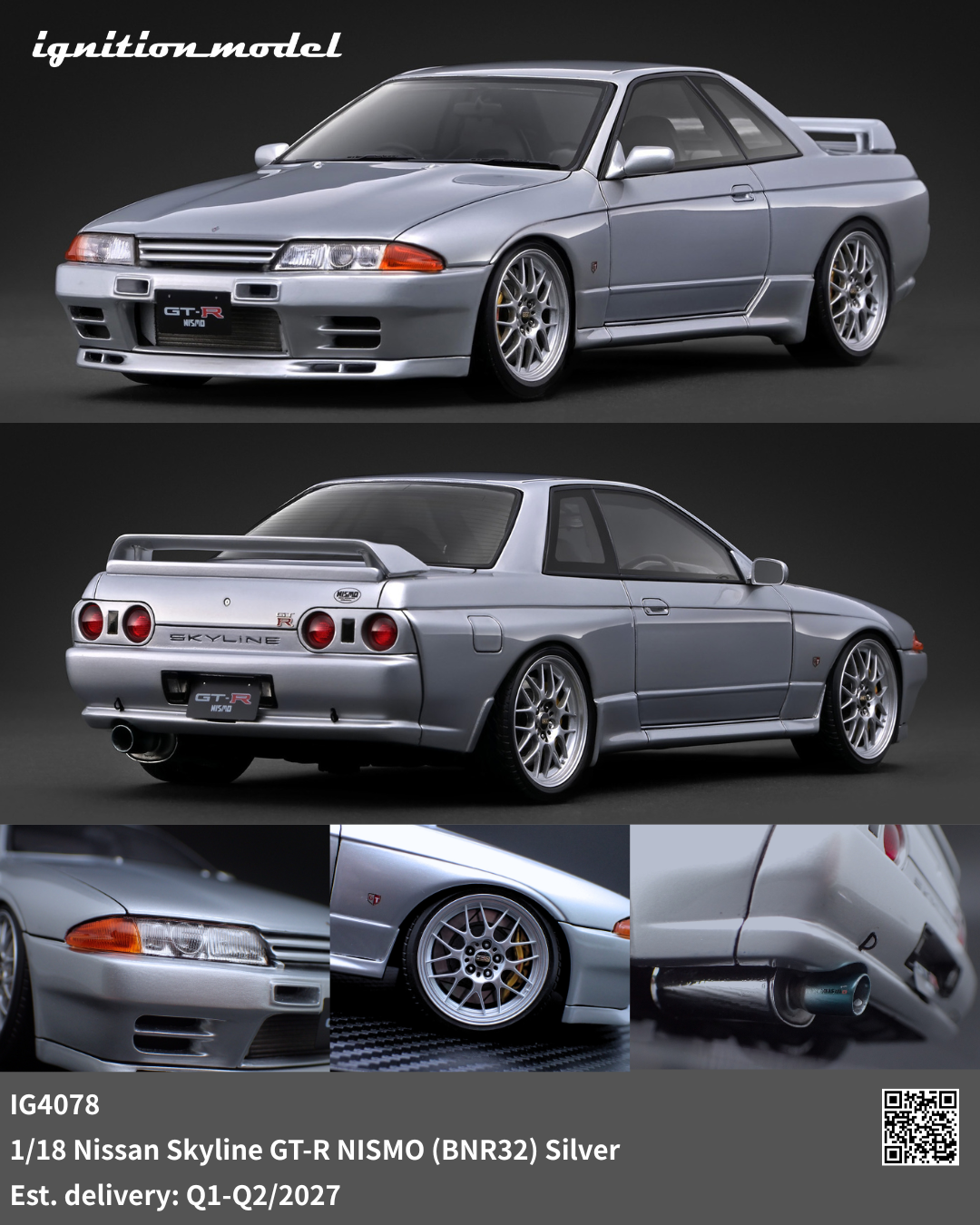 [Preorder] Ignition Model 1:18 Nissan Skyline GT-R NISMO (BNR32) Silver IG4078