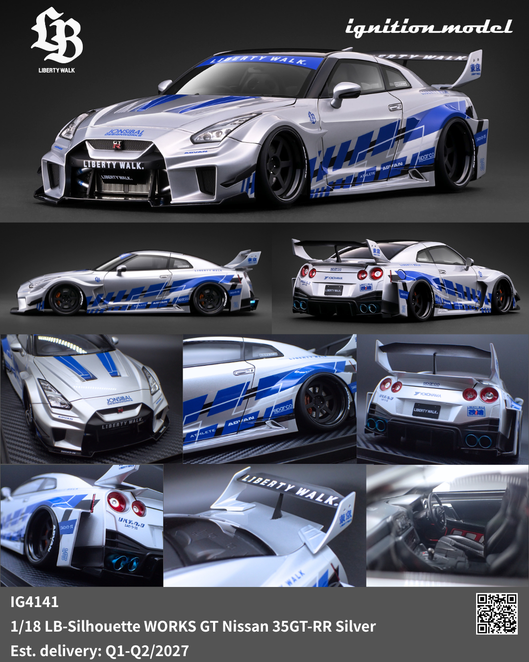 [Preorder] Ignition Model 1:18 LB-Silhouette WORKS GT Nissan 35GT-RR Silver IG4141
