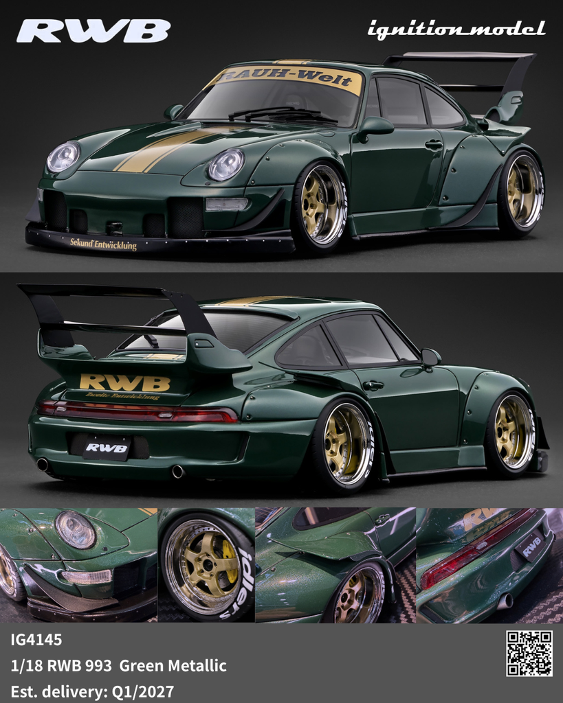 Preorder] Ignition Model 1:18 Porsche RWB 993 Metallic Green