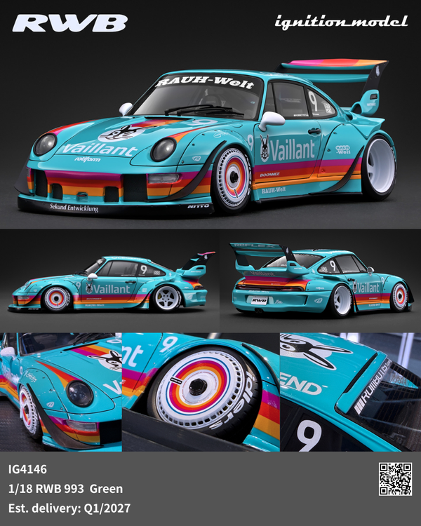 Preorder] Ignition Model 1:18 Porsche RWB 993 Blue-Green IG4146