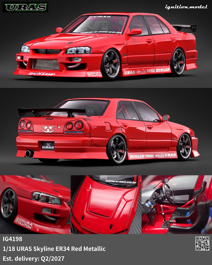 [Preorder] Ignition Model 1:18 URAS Skyline ER34 Red Metallic IG4198
