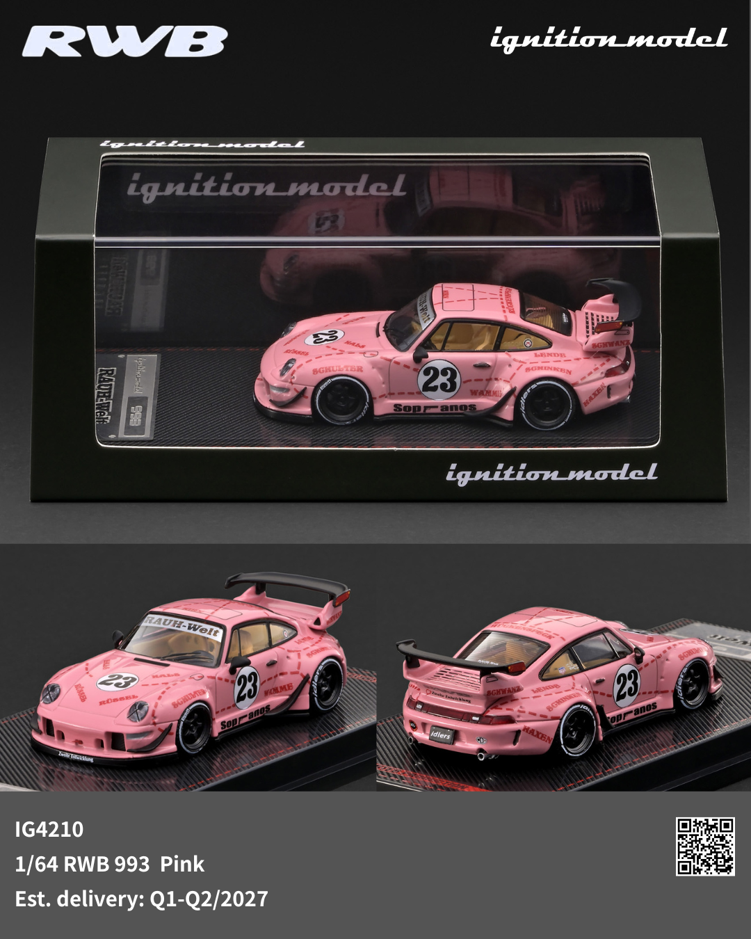 [Preorder] Ignition Model 1:64 Porsche RWB 993 Pink IG4210