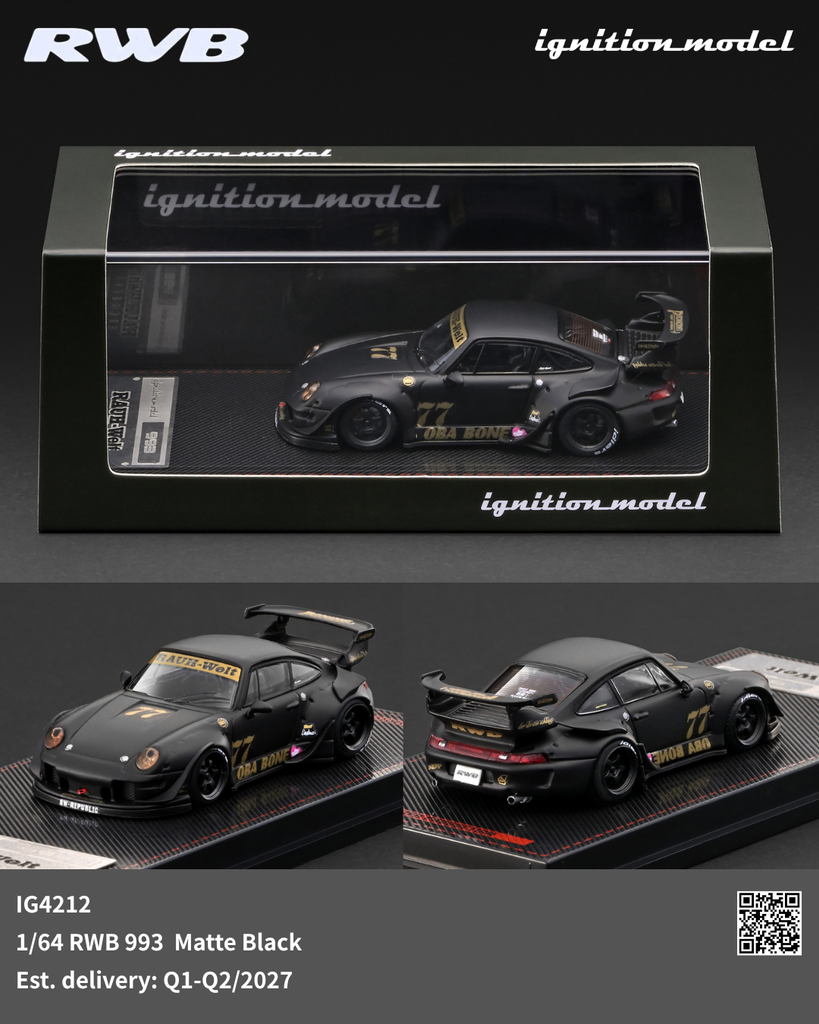 Preorder] Ignition Model 1:64 Porsche RWB 993 Matte Black IG4212