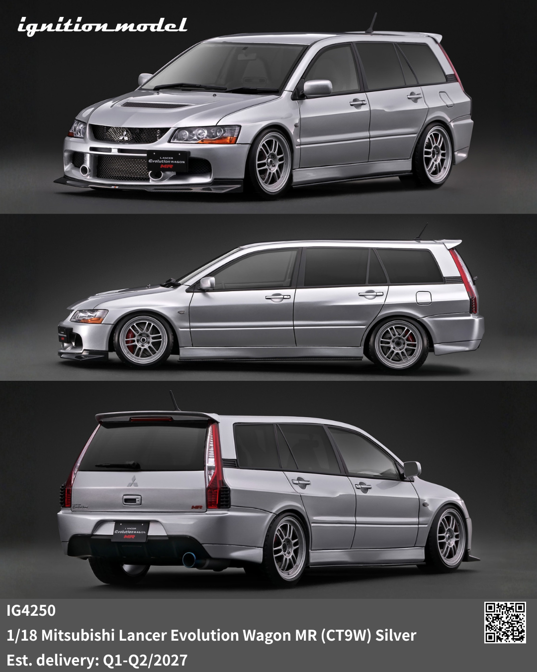 [Preorder] Ignition Model 1:18 Mitsubishi Lancer Evolution Wagon MR (CT9W) Silver IG4250