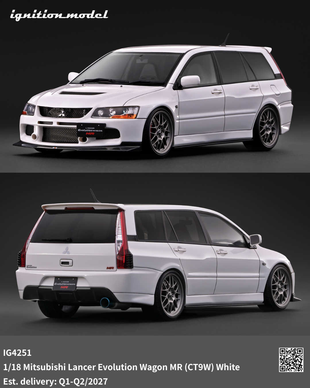 [Preorder] Ignition Model 1:18 Mitsubishi Lancer Evolution Wagon MR (CT9W) White IG4251