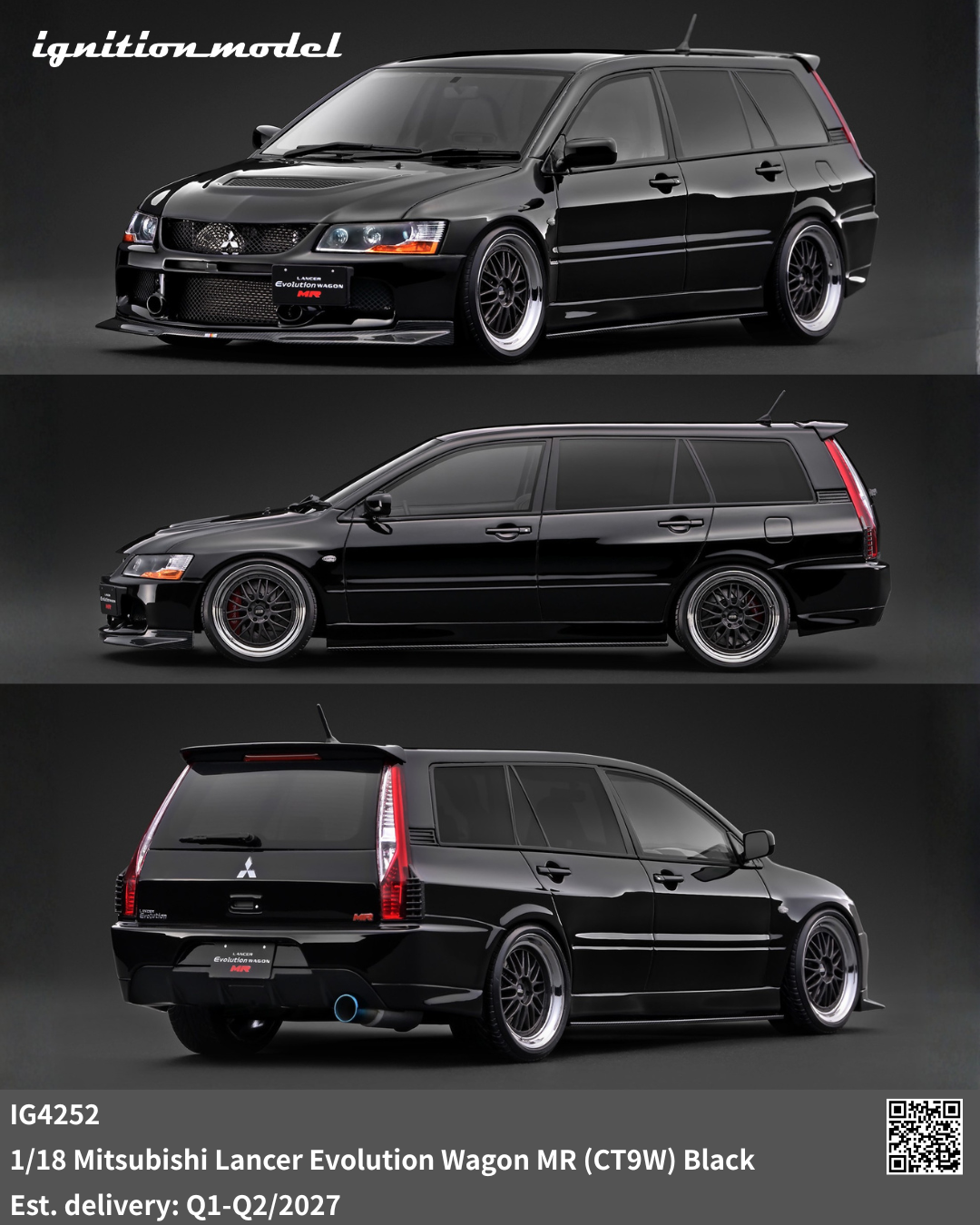 [Preorder] Ignition Model 1:18 Mitsubishi Lancer Evolution Wagon MR (CT9W) Black IG4252