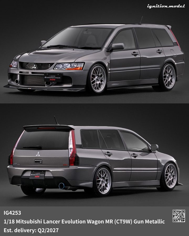 [Preorder] Ignition Model 1:18 Mitsubishi Lancer Evolution Wagon MR (CT9W) Gun Metallic IG4253