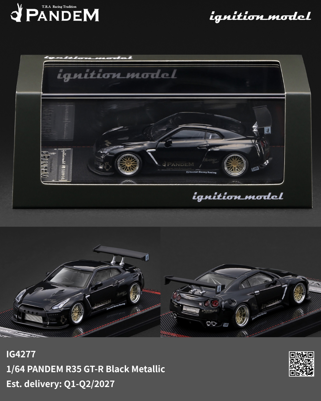 [Preorder] Ignition Model 1:64 PANDEM R35 GT-R Black Metallic IG4277
