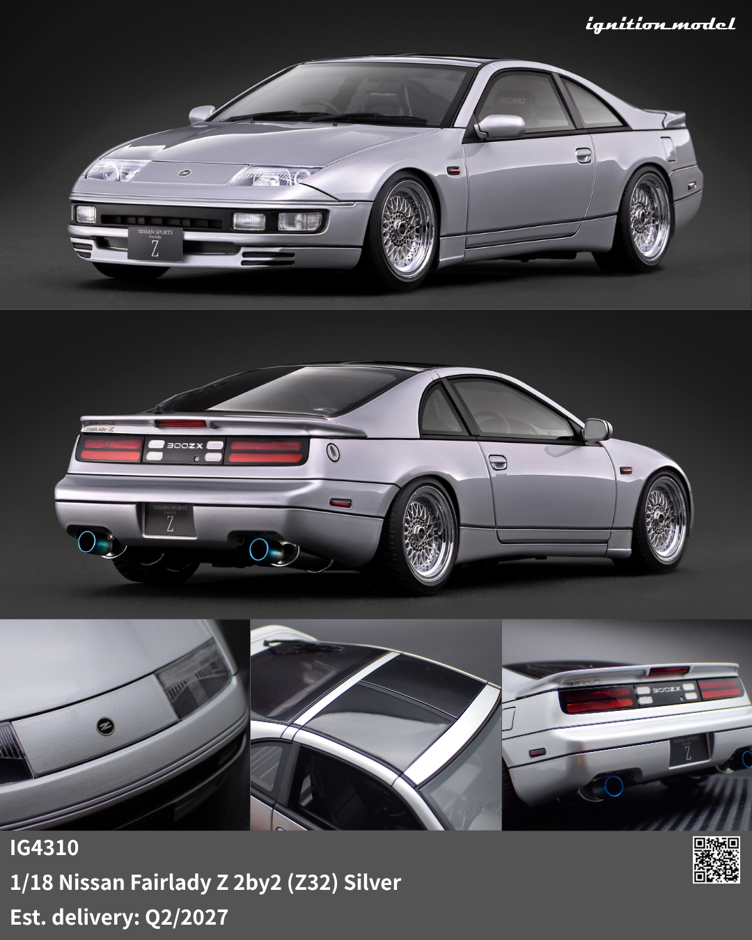 [Preorder] Ignition Model 1:18 Nissan Fairlady Z 2by2 (Z32) Silver IG4310