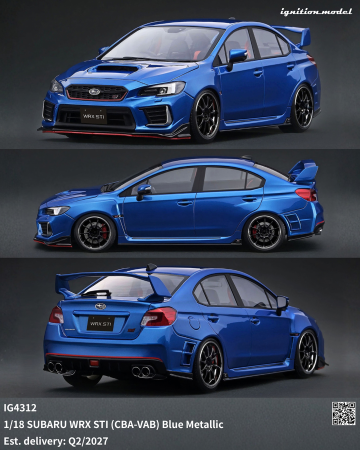 [Preorder] Ignition Model 1:18 SUBARU WRX STI (CBA-VAB) Blue Metallic IG4312