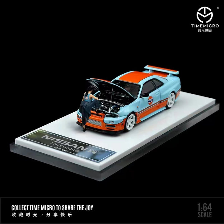 TimeMicro 1:64 Nissan Skyline GT-R R34 Gulf Doll Version TM643414-1