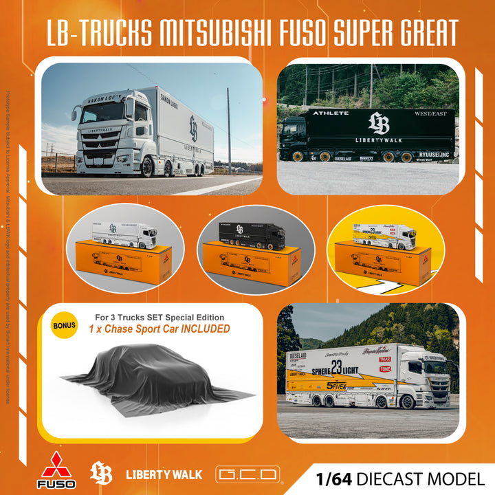 [Preorder] GCD 1:64 LBWK Mitsubishi Fuso Super Great Transport Truck (4 Versions)