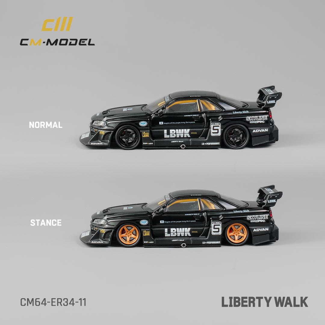 CM Model 1:64 Nissan Skyline GT-R R34 LBWK Super Silhouette ER34 Black ...