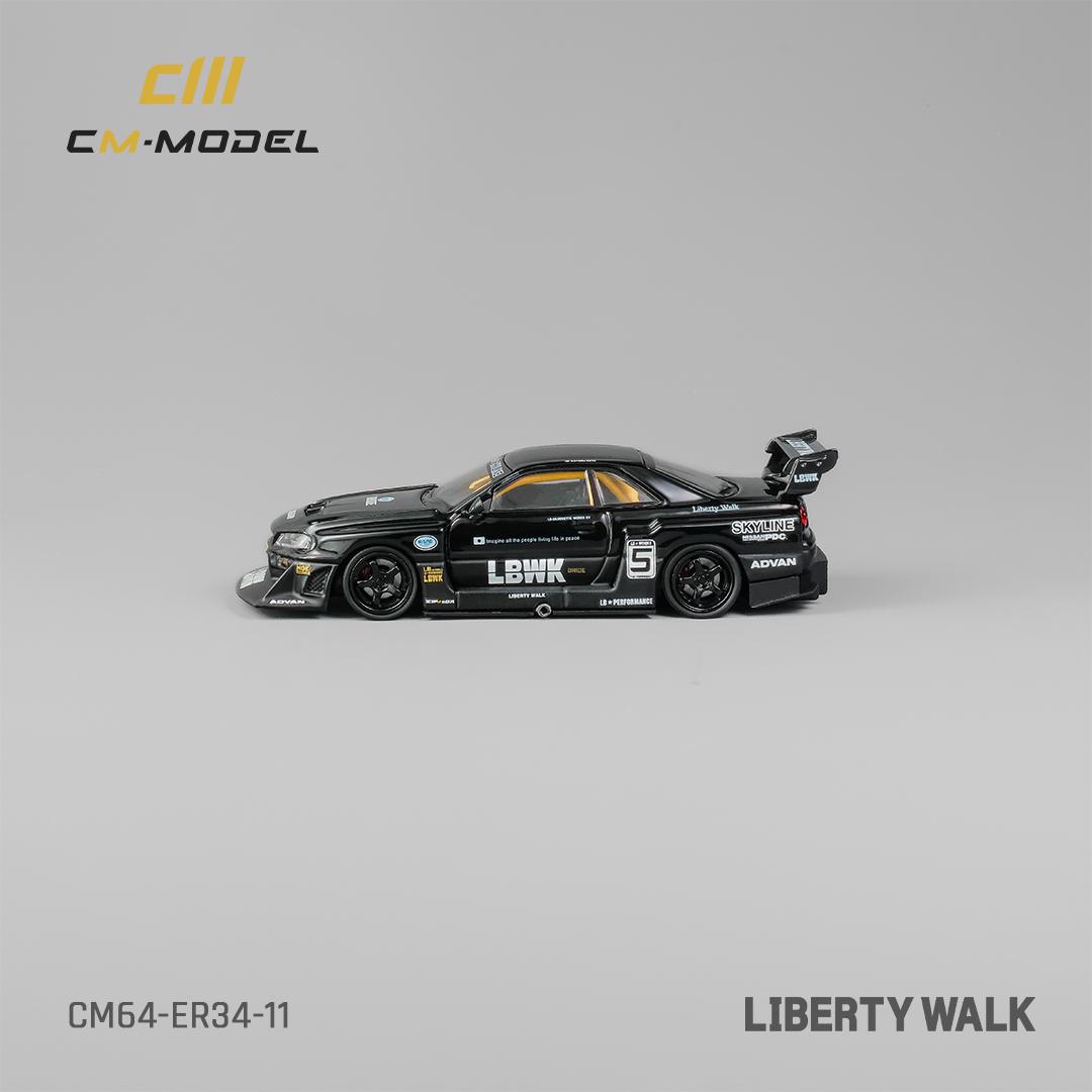 CM Model 1:64 Nissan Skyline GT-R R34 LBWK Super Silhouette ER34 Black ...