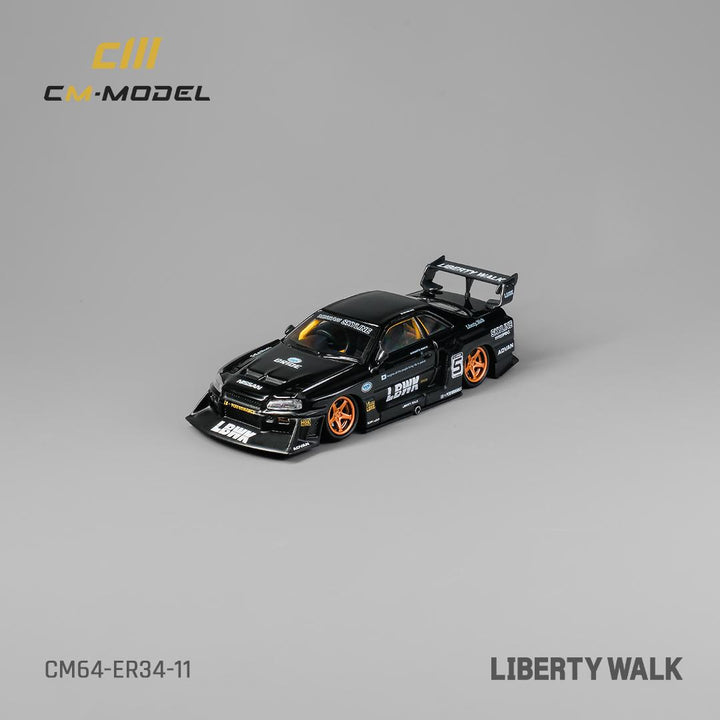 CM Model 1:64 Nissan Skyline GT-R R34 LBWK Super Silhouette ER34 Black ...